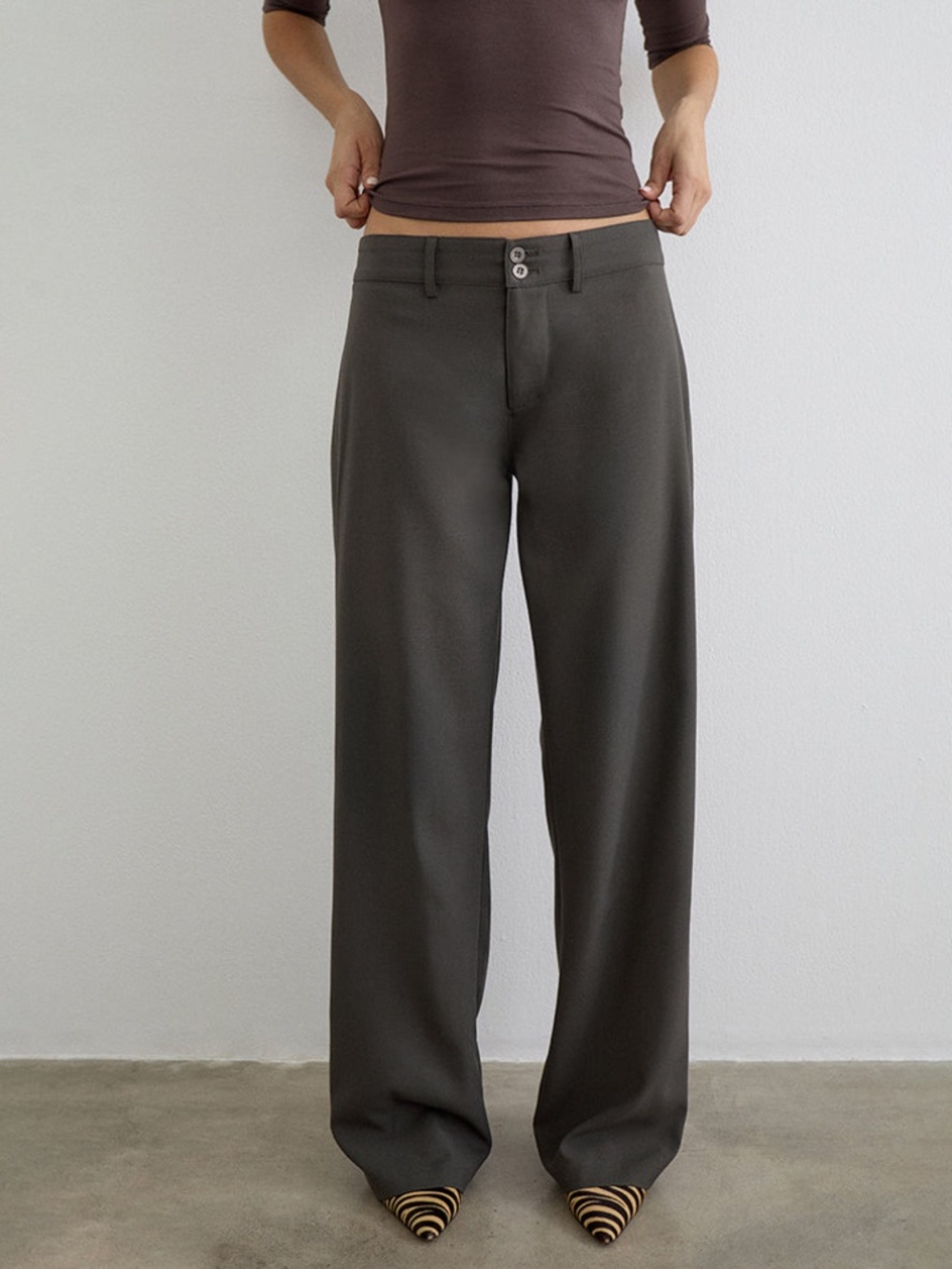 Motel Rocks Calza Trouser in Tailoring Warm Grey Size M-RegularM-Regular